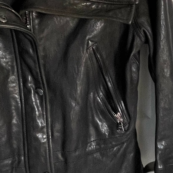 Andrew Marc wide collar zip genuine real Leather Jacket women’s black - Picture 5 of 14